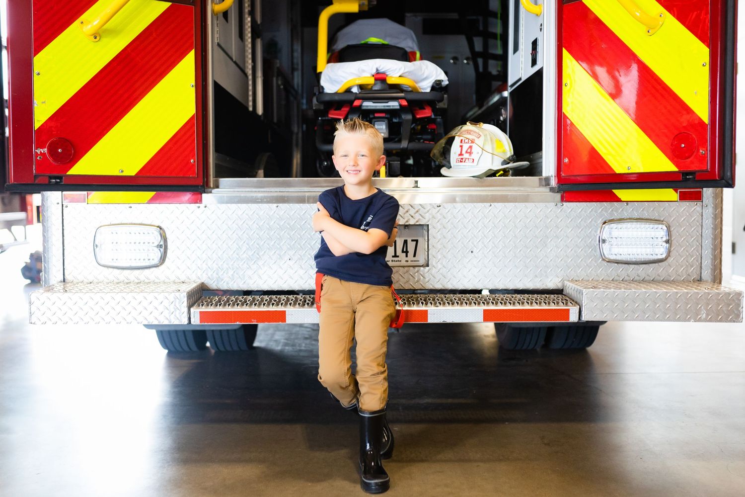 kids fireman birthday photos at the fire station