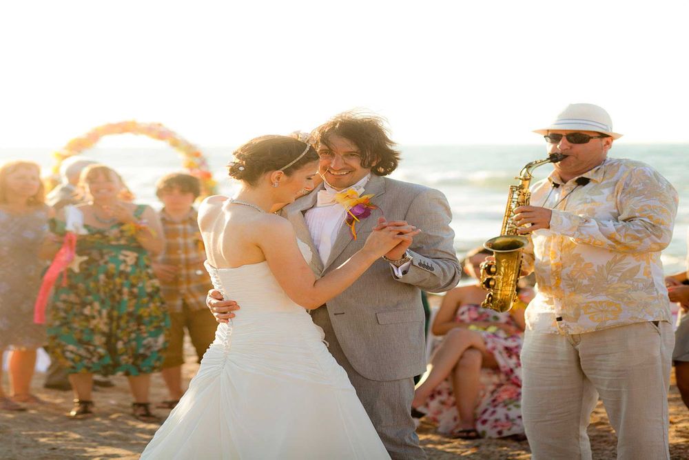 Beech wedding with sax