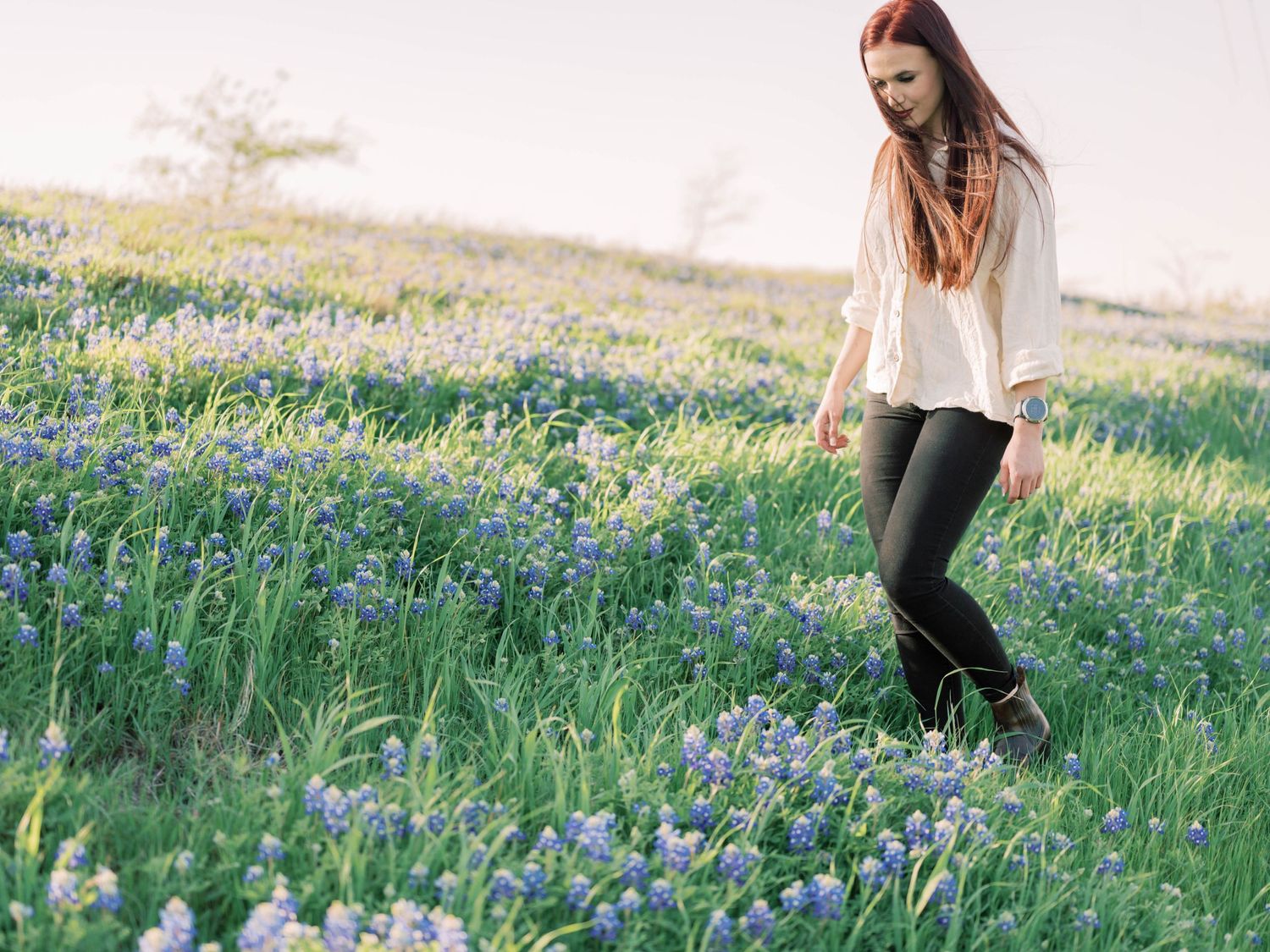 branding - girl in bluebonnets