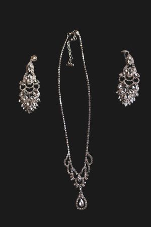 earrings and necklace detail wedding shot