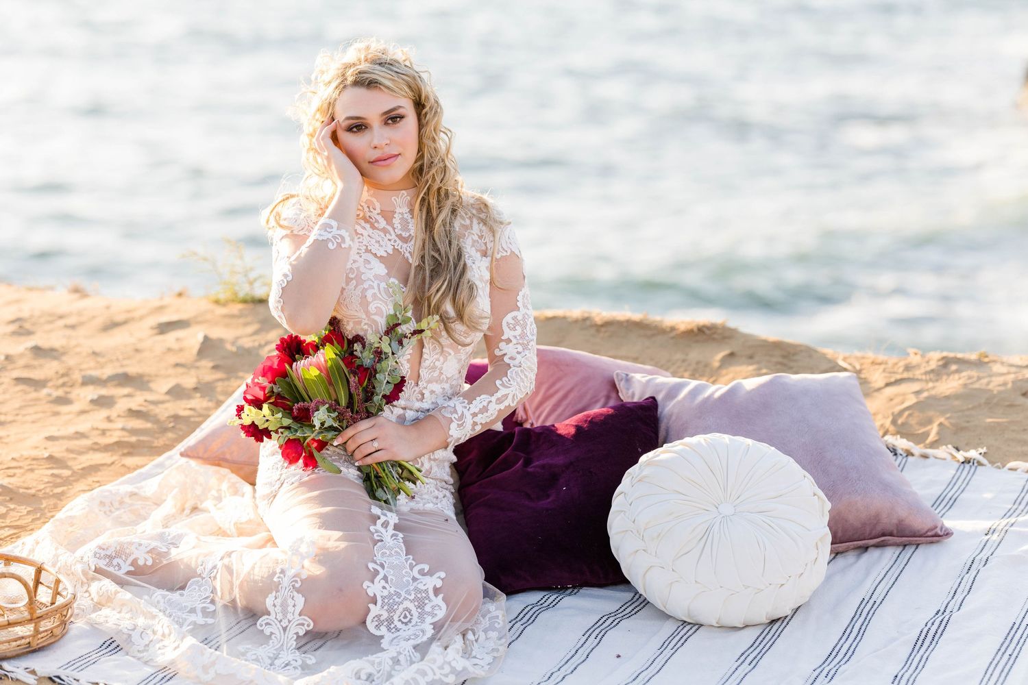 Bridal portrait on the beach in San Diego
