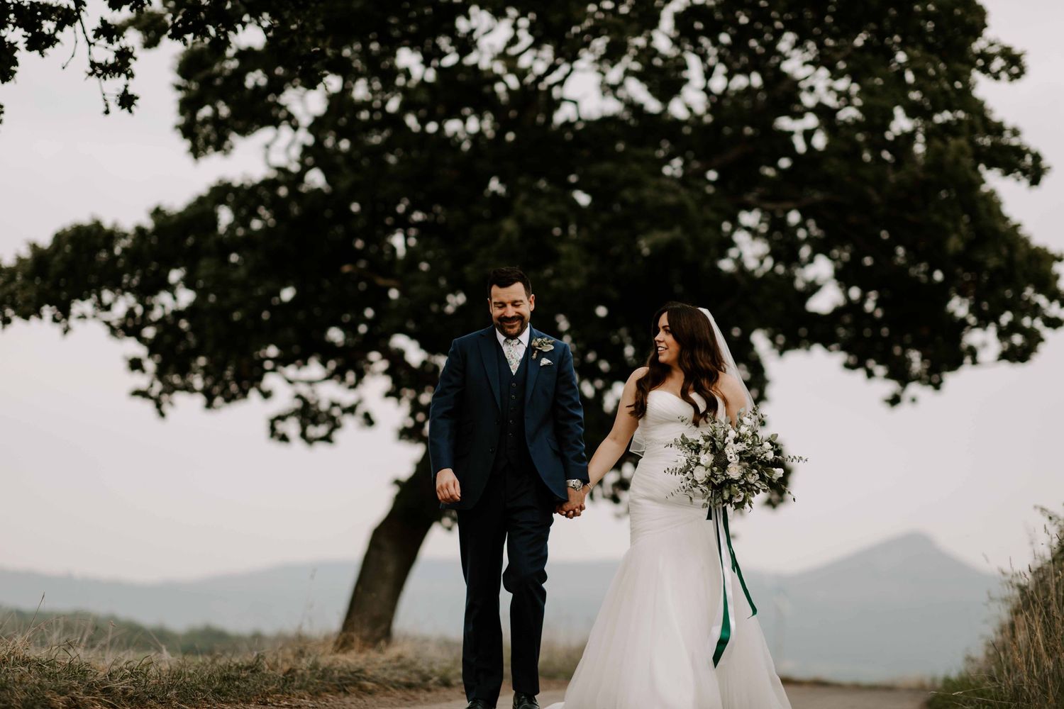 Whinstone View, North Yorkshire wedding Barn, couple at Roseberry Topping