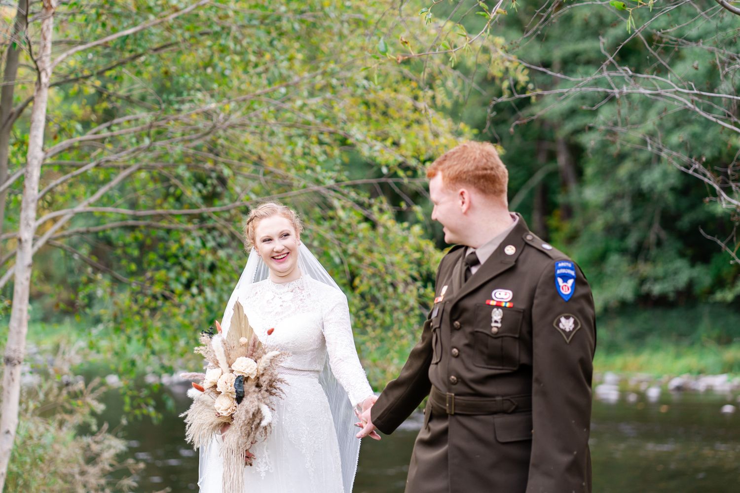 groom leads bride