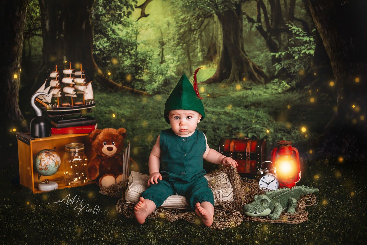 Tampa Baby Photographer- Tampa cake smash baby photographer- Peter Pan Cake smash