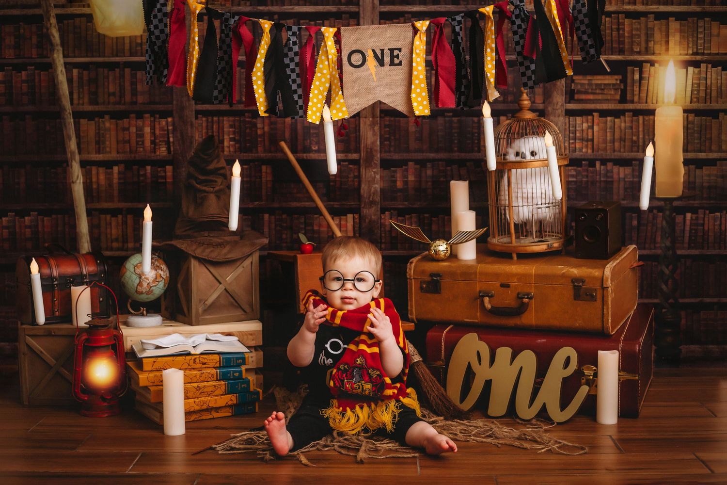 Tampa Baby Photographer- Tampa cake smash baby photographer-Harry Potter Cake Smash Photography