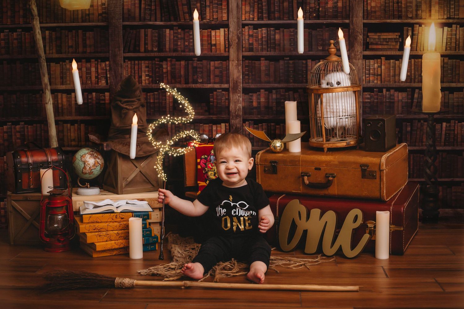 Tampa Baby Photographer- Tampa cake smash baby photographer- harry potter cake smash