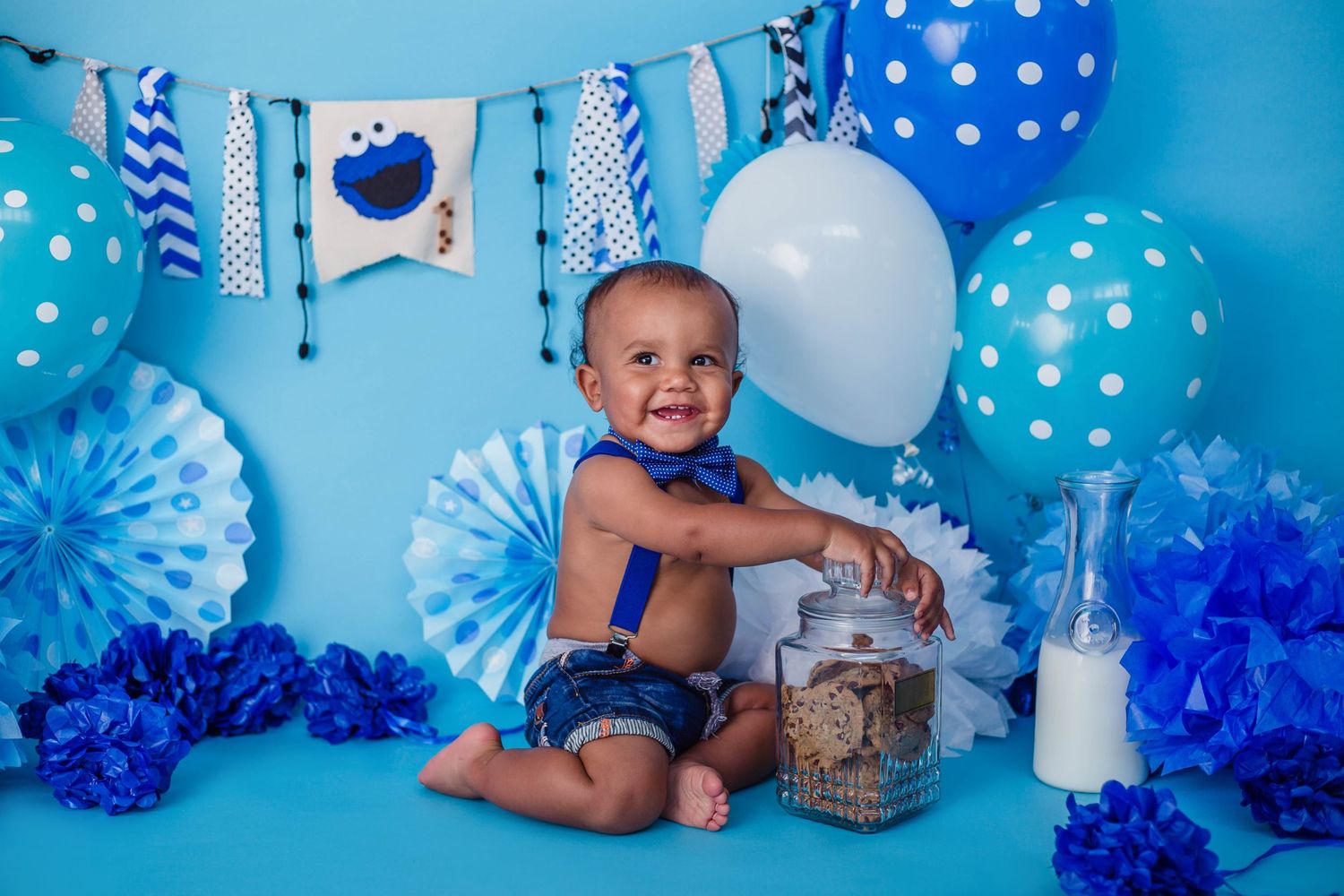 Tampa Baby Photographer- Tampa cake smash baby photographer- cookie monster cake smash