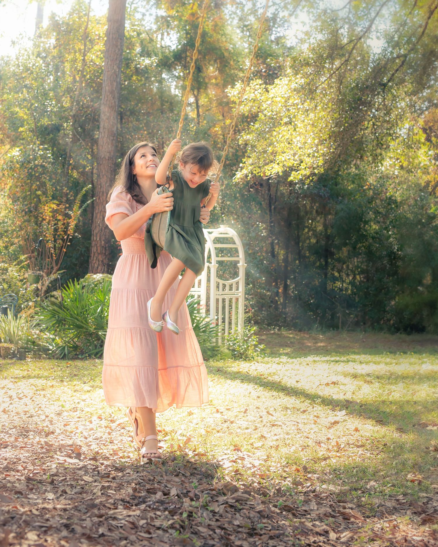 Dreamy Mother and Daughter Natural Light Outdoor Portrait