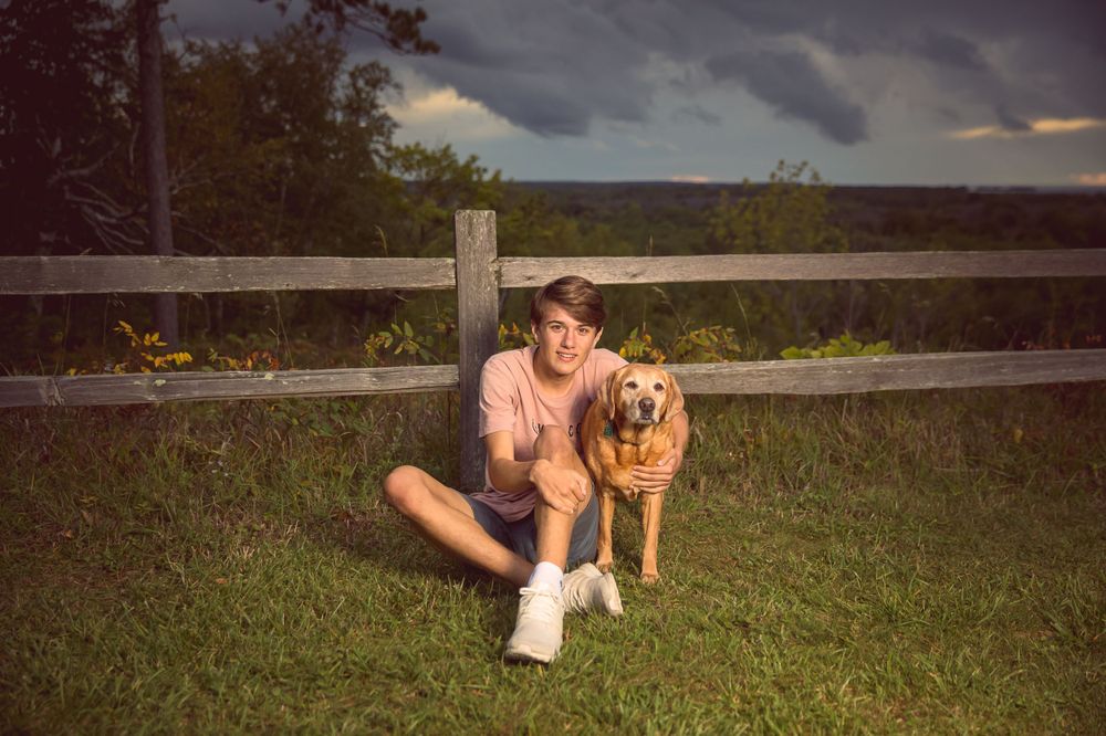 Door County Photographer High School photographer with Pet