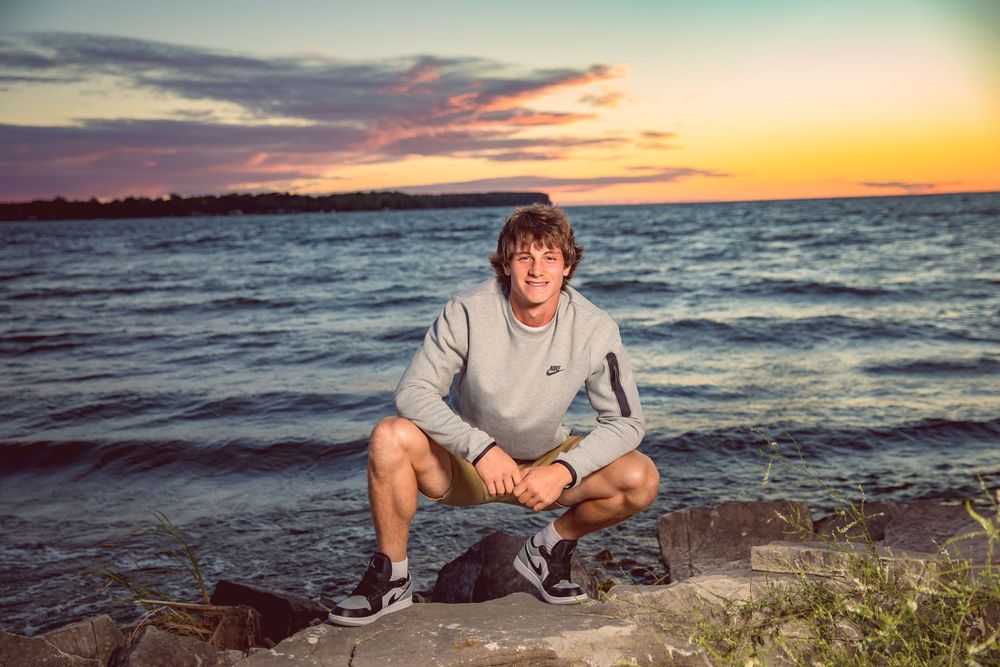 Door County High School Senior Boy Photography Sunset Bayside
