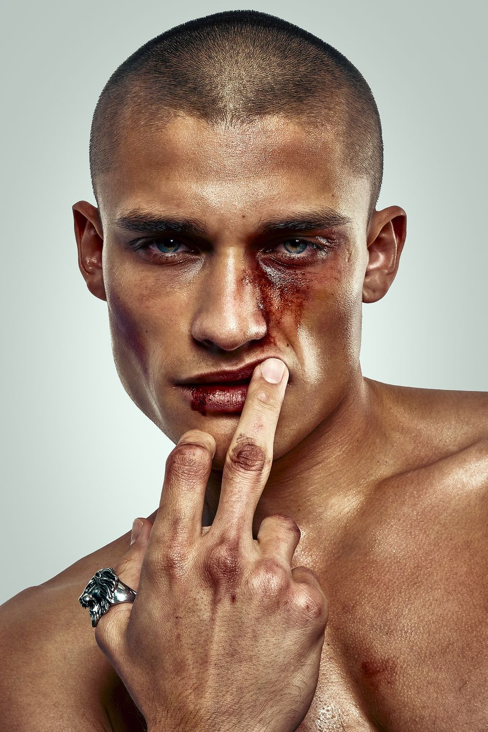 Michael Gioia Bloody Face Portrait Photoshoot in New York by Dominik Zky Photography