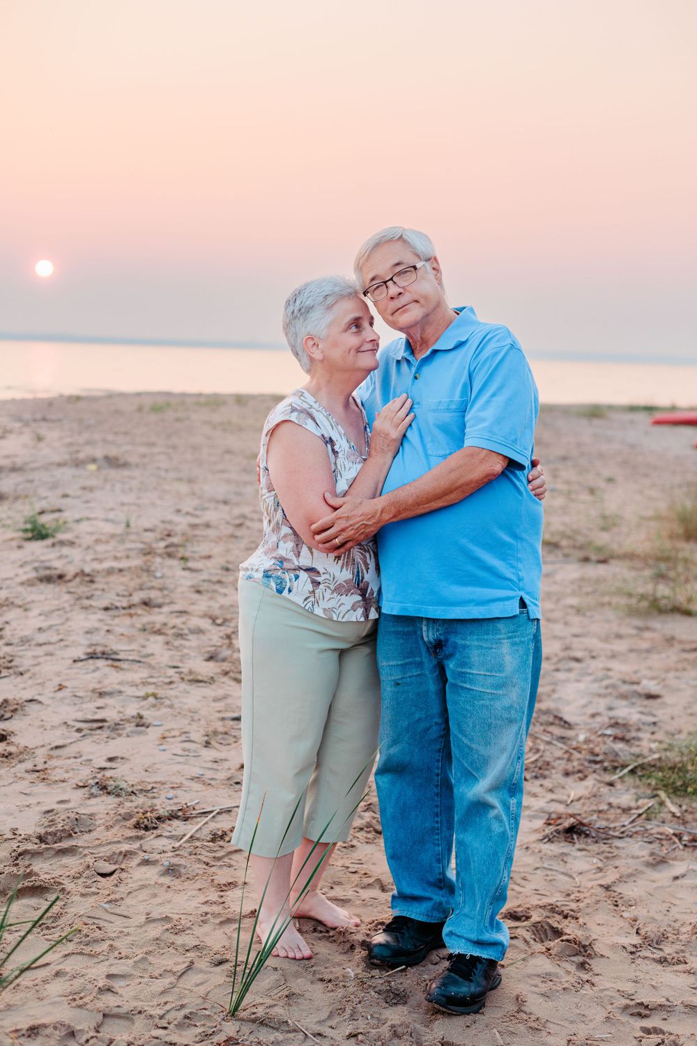 portraits on the beach at sunset