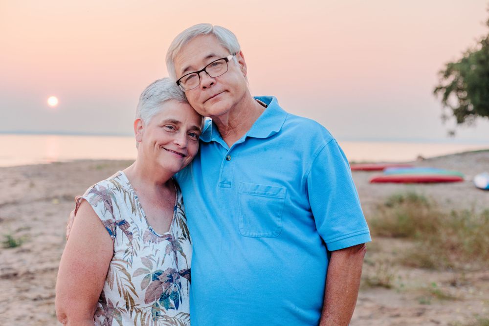portraits on the beach at sunset
