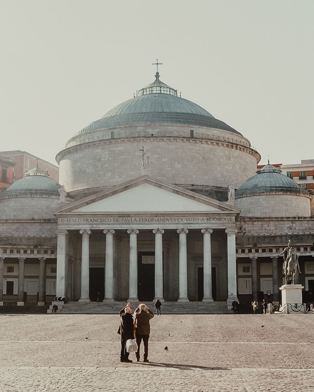 35mm film image couple admiring building