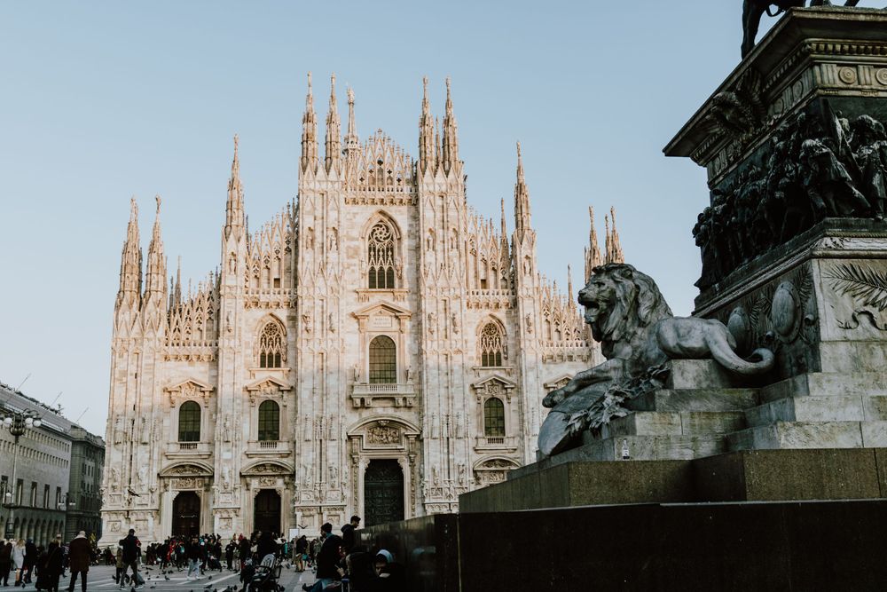 35mm film image of cathedral Milan Italy