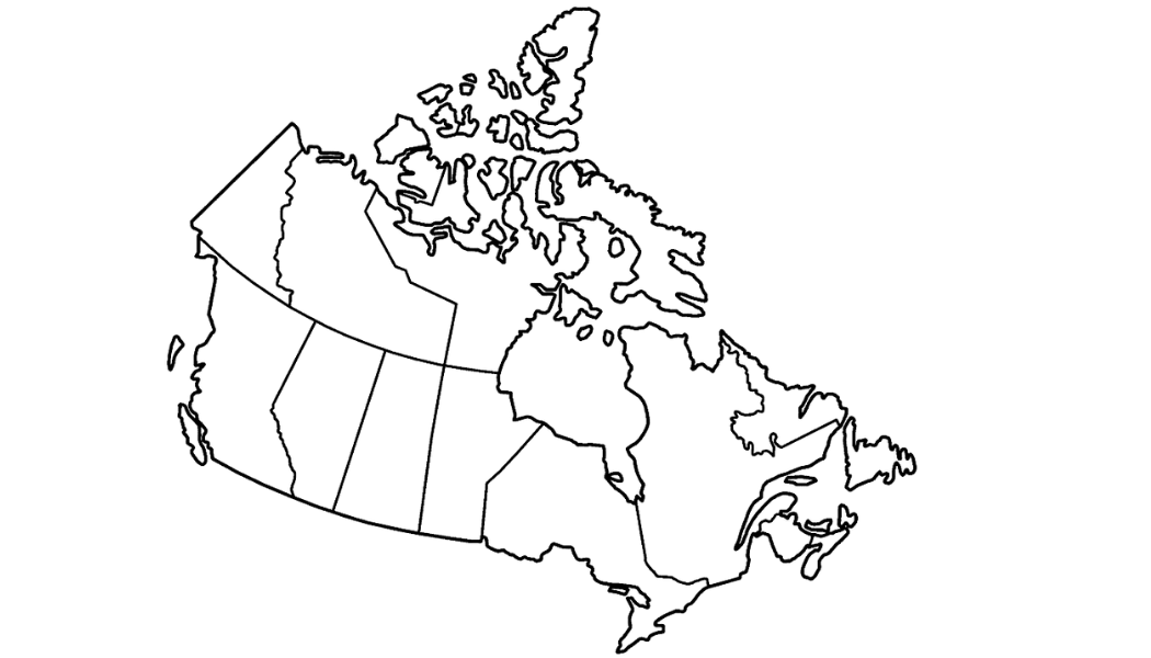 Map of Canada showing Canadian elopement availability