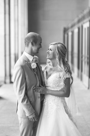 First Look Photos Bride and Groom. Downtown Grand Rapids Wedding Portraits. John Ball Zoo Weddings. Wedding Photography.