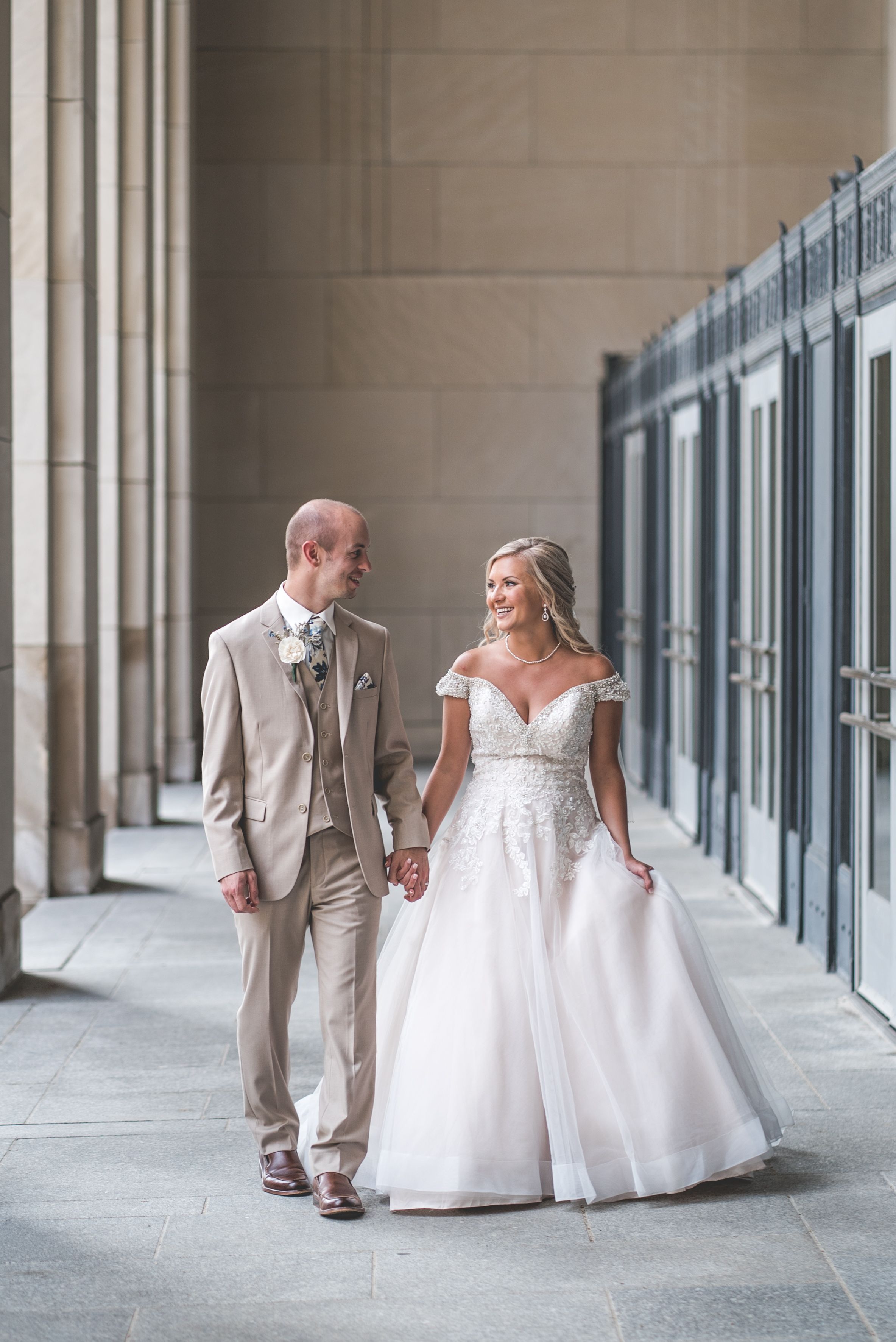First Look Photos Bride and Groom. Downtown Grand Rapids Wedding Portraits. John Ball Zoo Weddings. Wedding Photography.