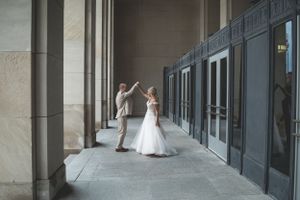 First Look Photos Bride and Groom. Downtown Grand Rapids Wedding Portraits. John Ball Zoo Weddings. Wedding Photography.