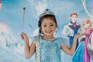 A magical winter-themed birthday celebration with sparkly blue decor and festive details.
