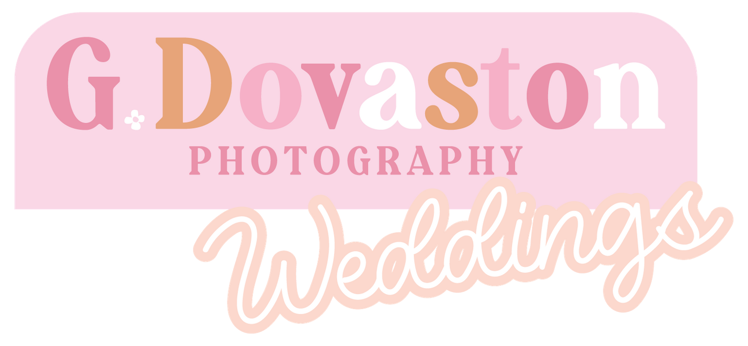 Pink and white photography business logo with script font styling.