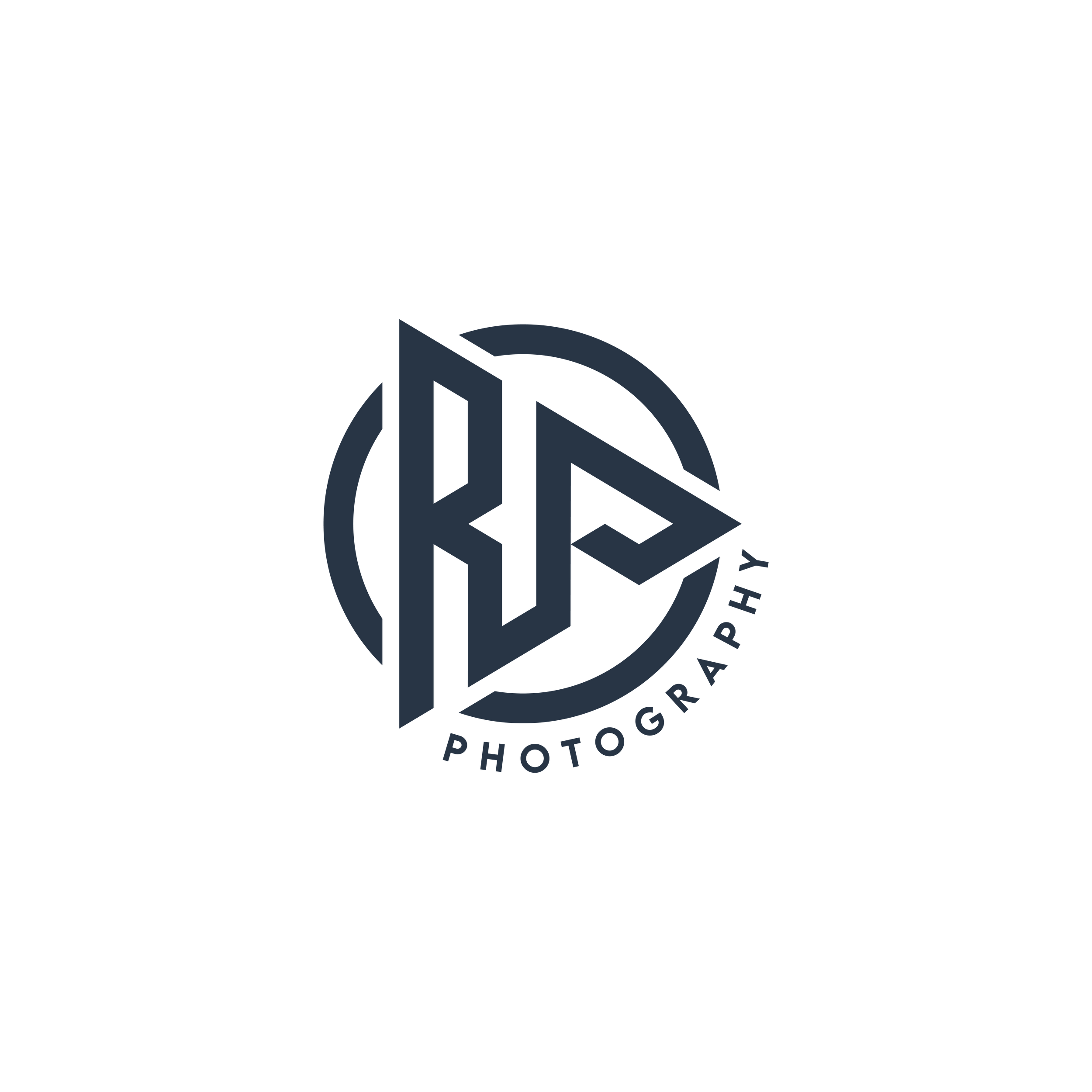 Dark circular logo design with initials BF for photography business against black background.
