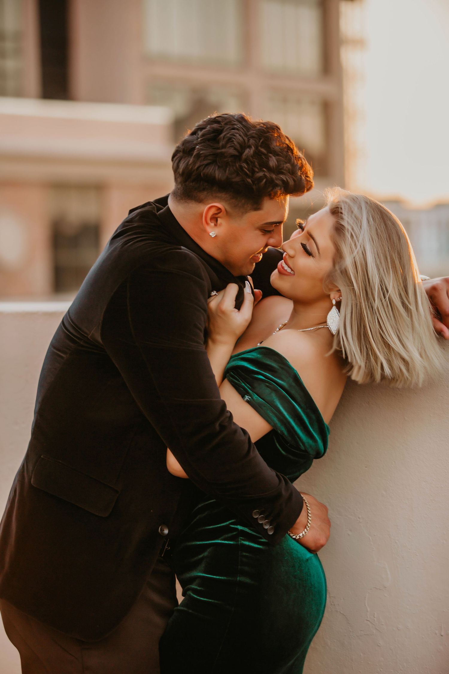 Tampa Engagement Photographer- St Petersburg Engagement Session- Couple in parking garage at sunset