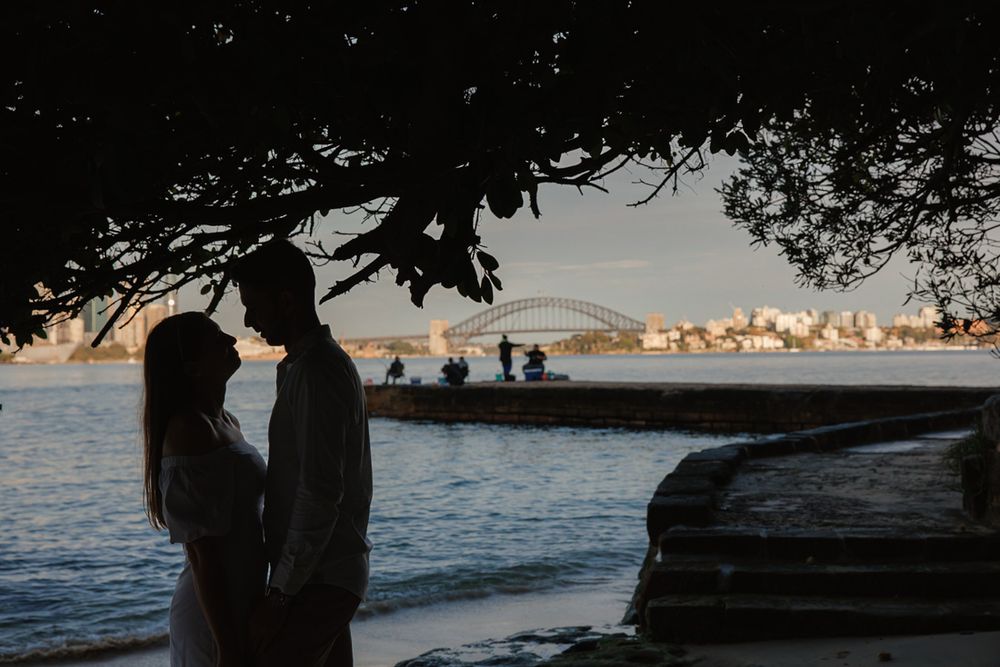 Scenic coastal view of Sydney Harbour with the Opera House and Bridge visible in the distance.