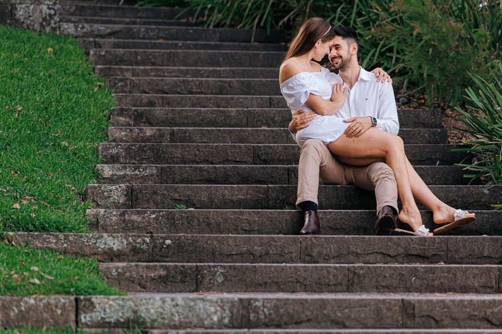 couple portrait on old stairs
