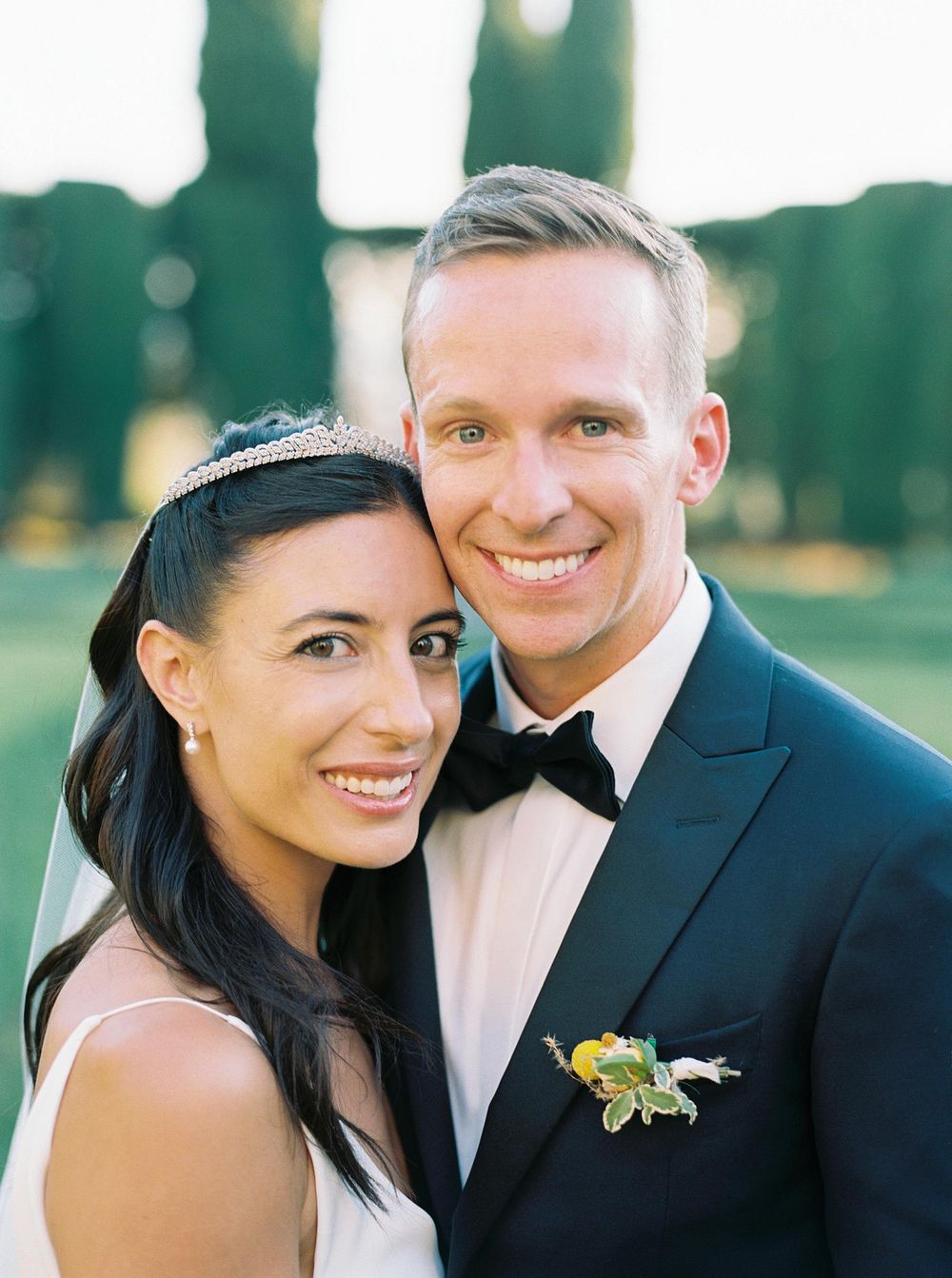 Wedding portrait in Tuscany's La Foce.