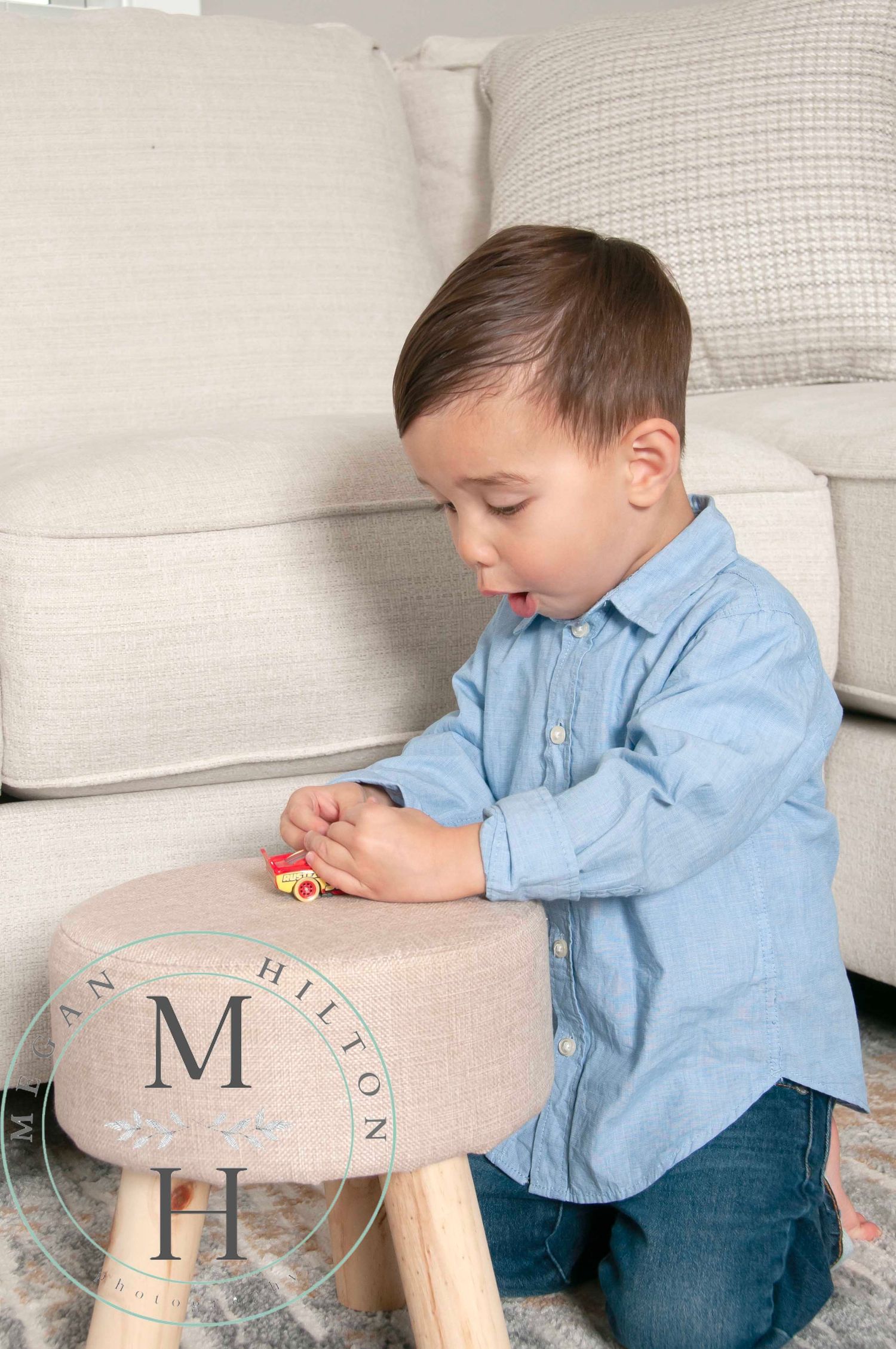 Boy and matchbox car