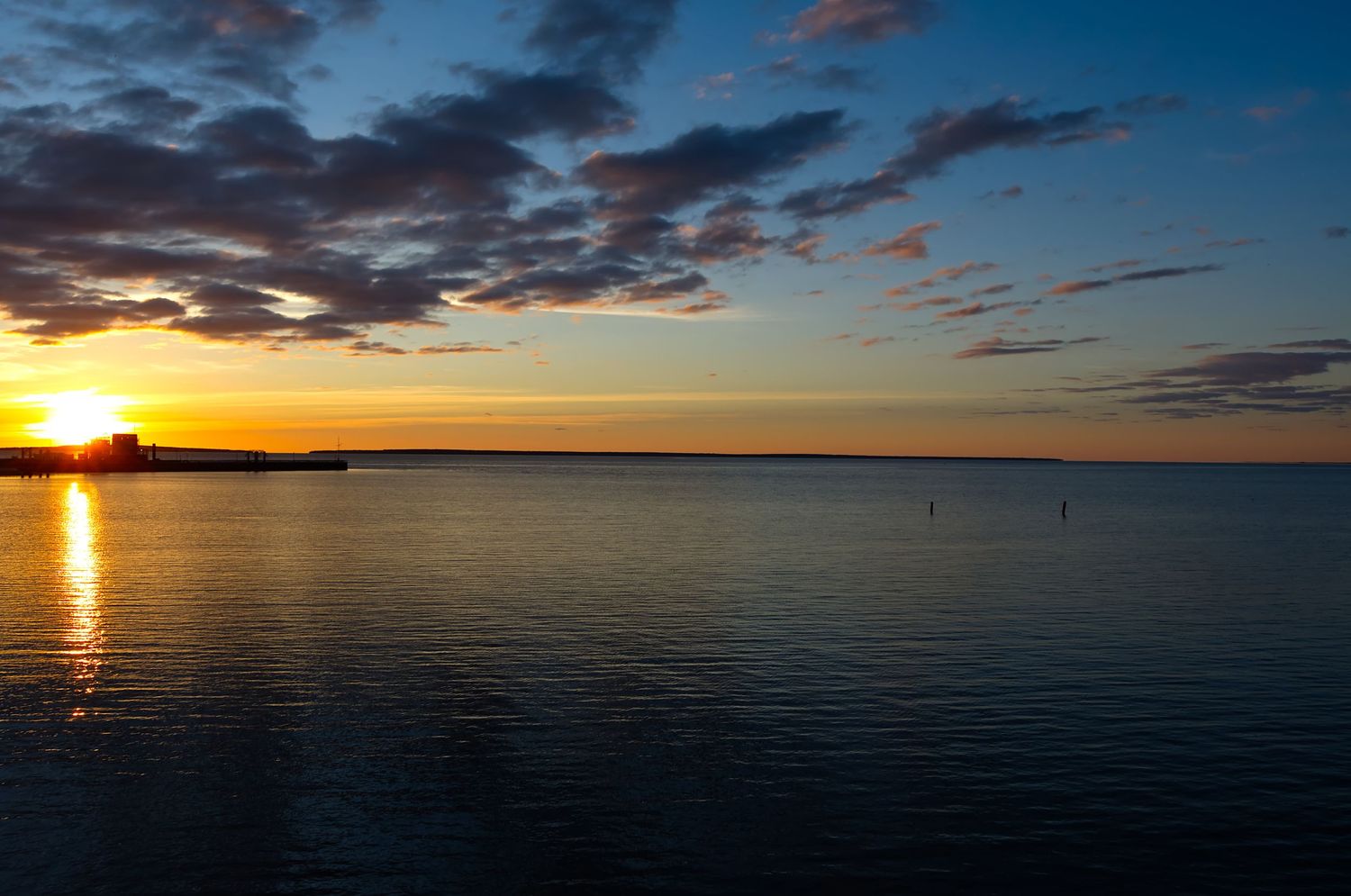 Sunrise over Lake Huron as seen from Mackinaw City, Michigan.