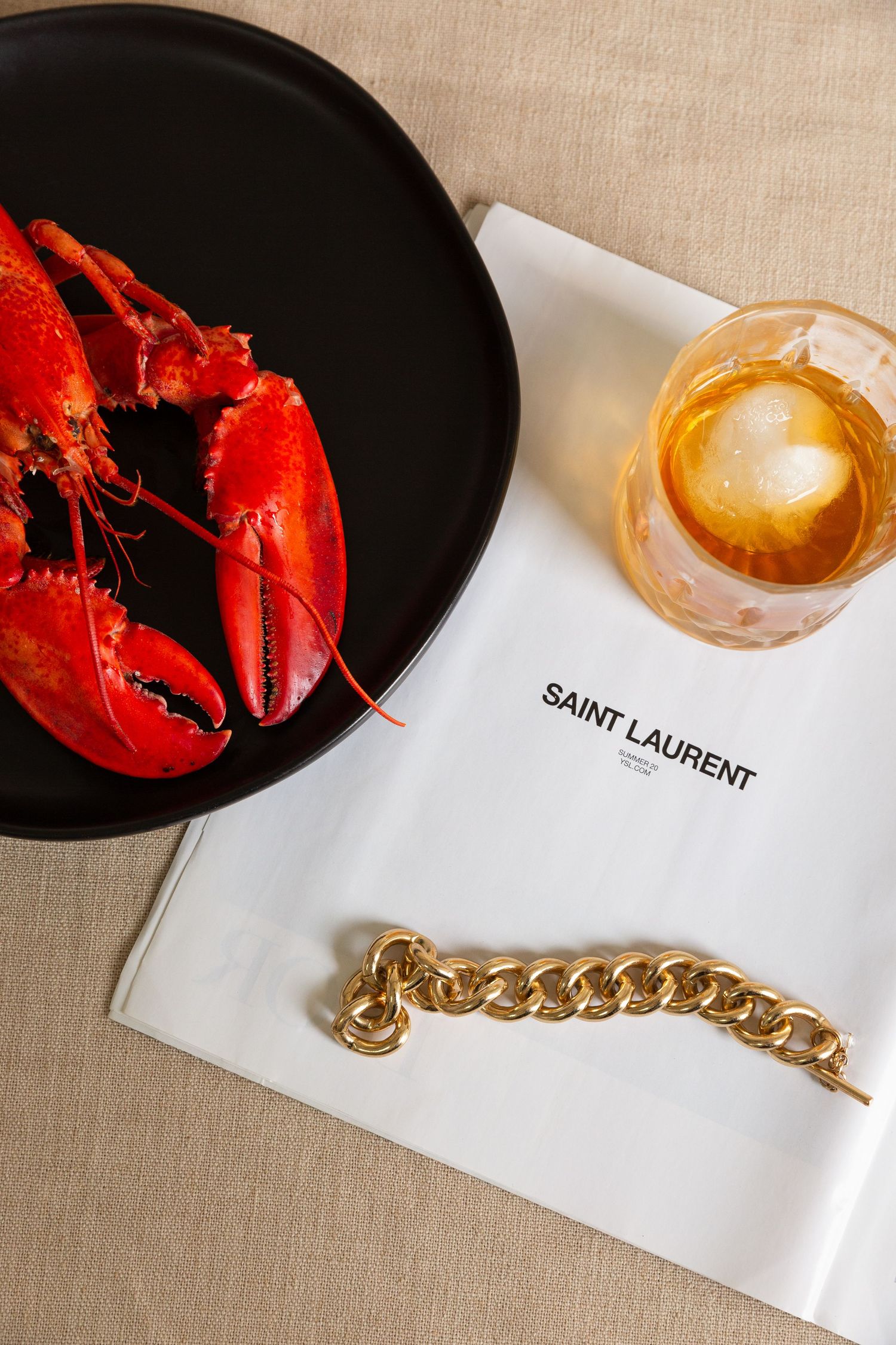 Food meets fashion, lobster and Saint Laurent magazine