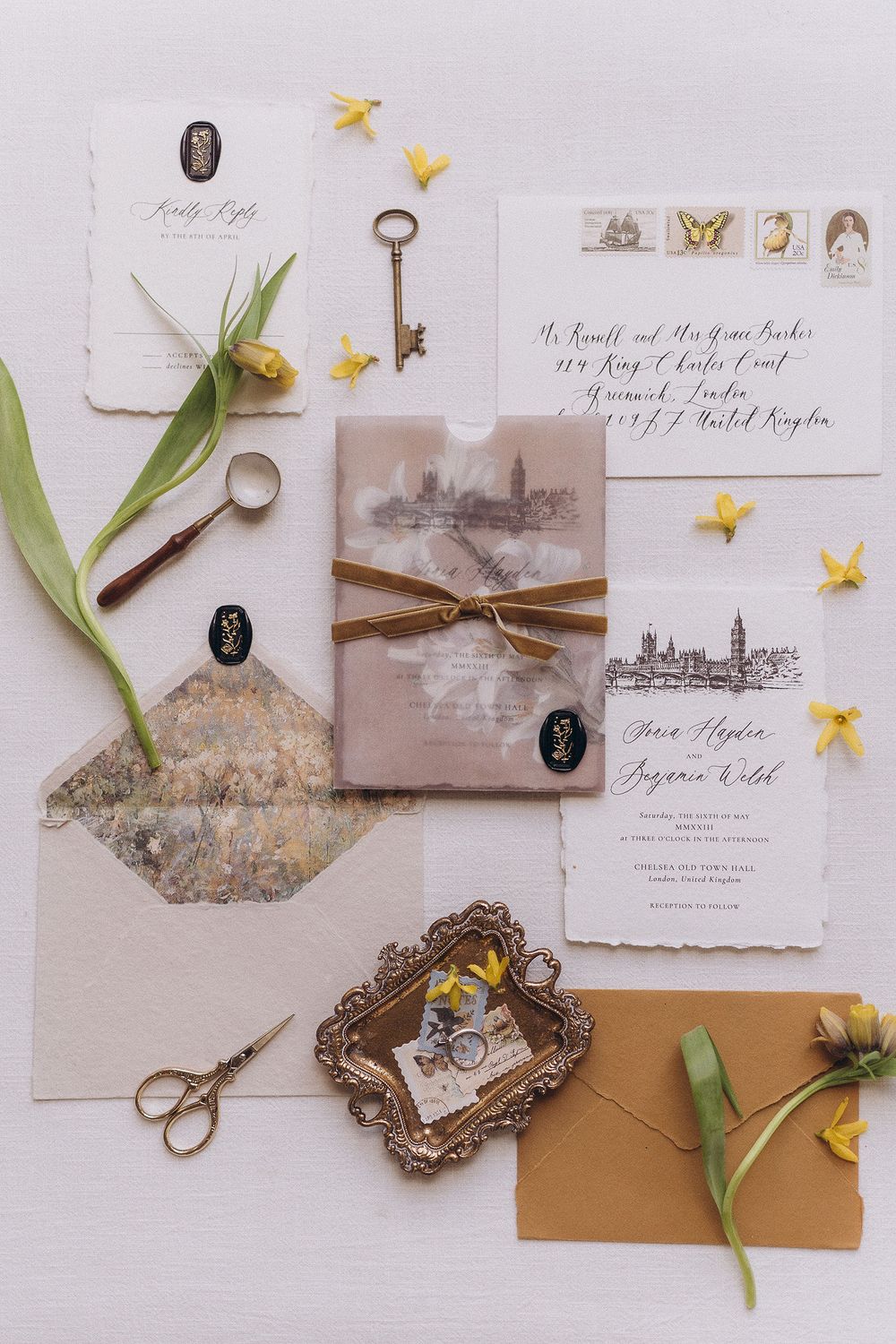 The stationary and details from a London wedding