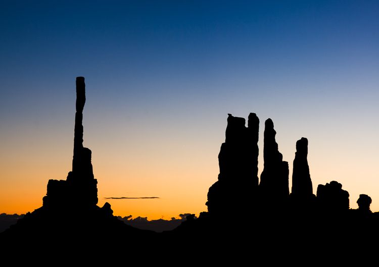 Totem Poles at Sunrise, Monument Valley, Arizona