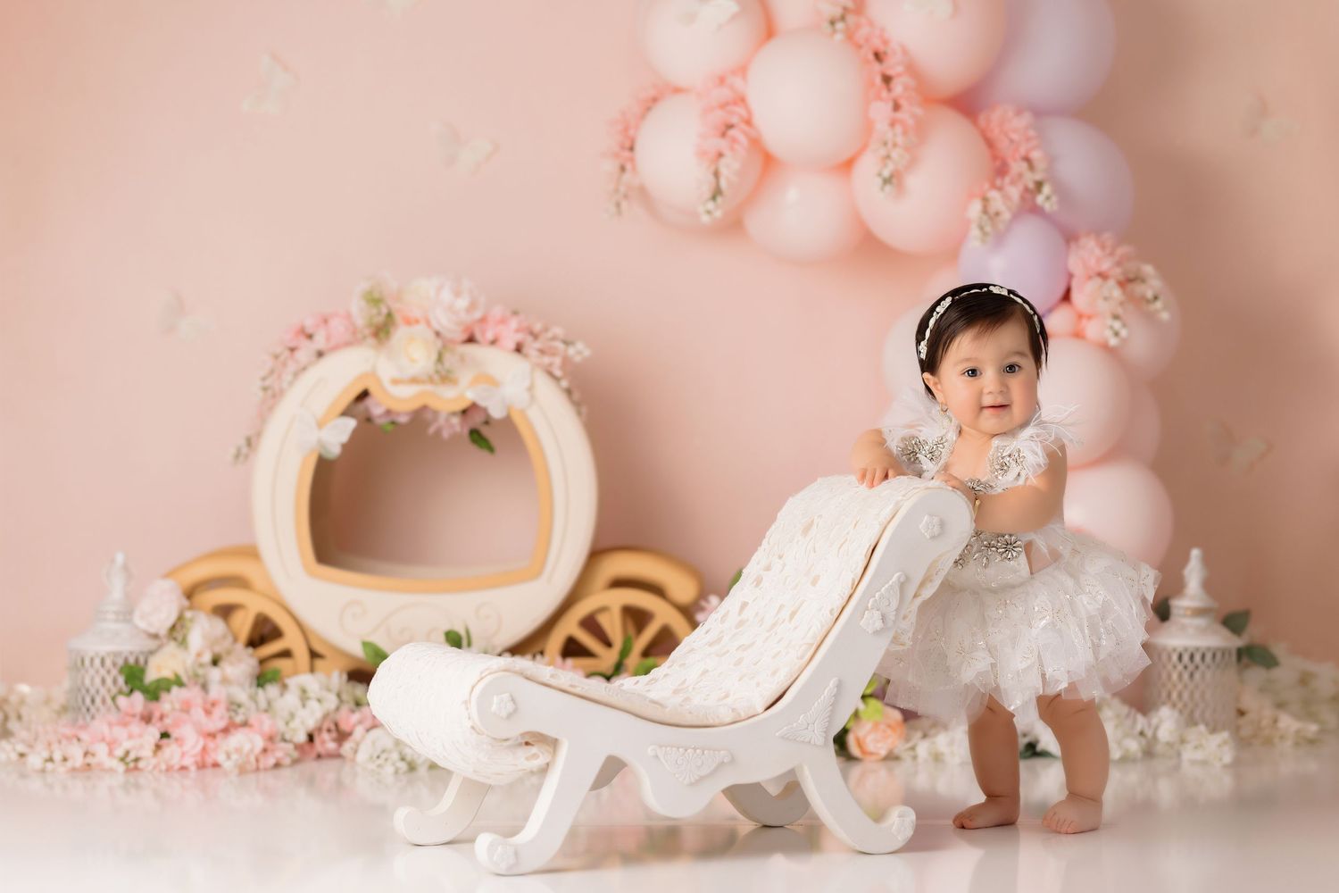 pink purple pastel princess cake smash, baby girl first birthday photoshoot, los angeles california, best photographer