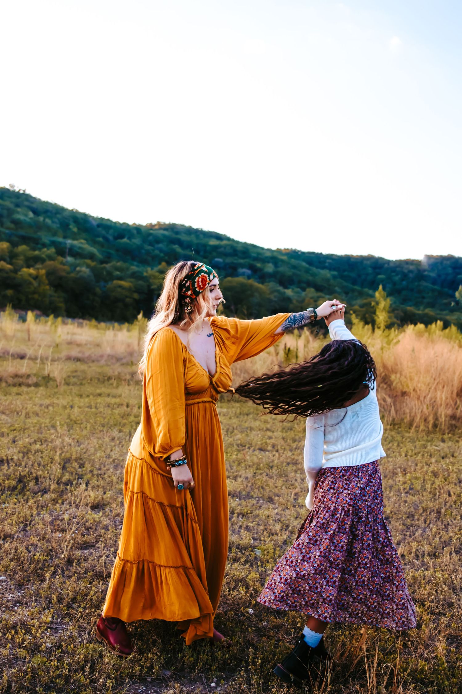 Mom daughter dancing