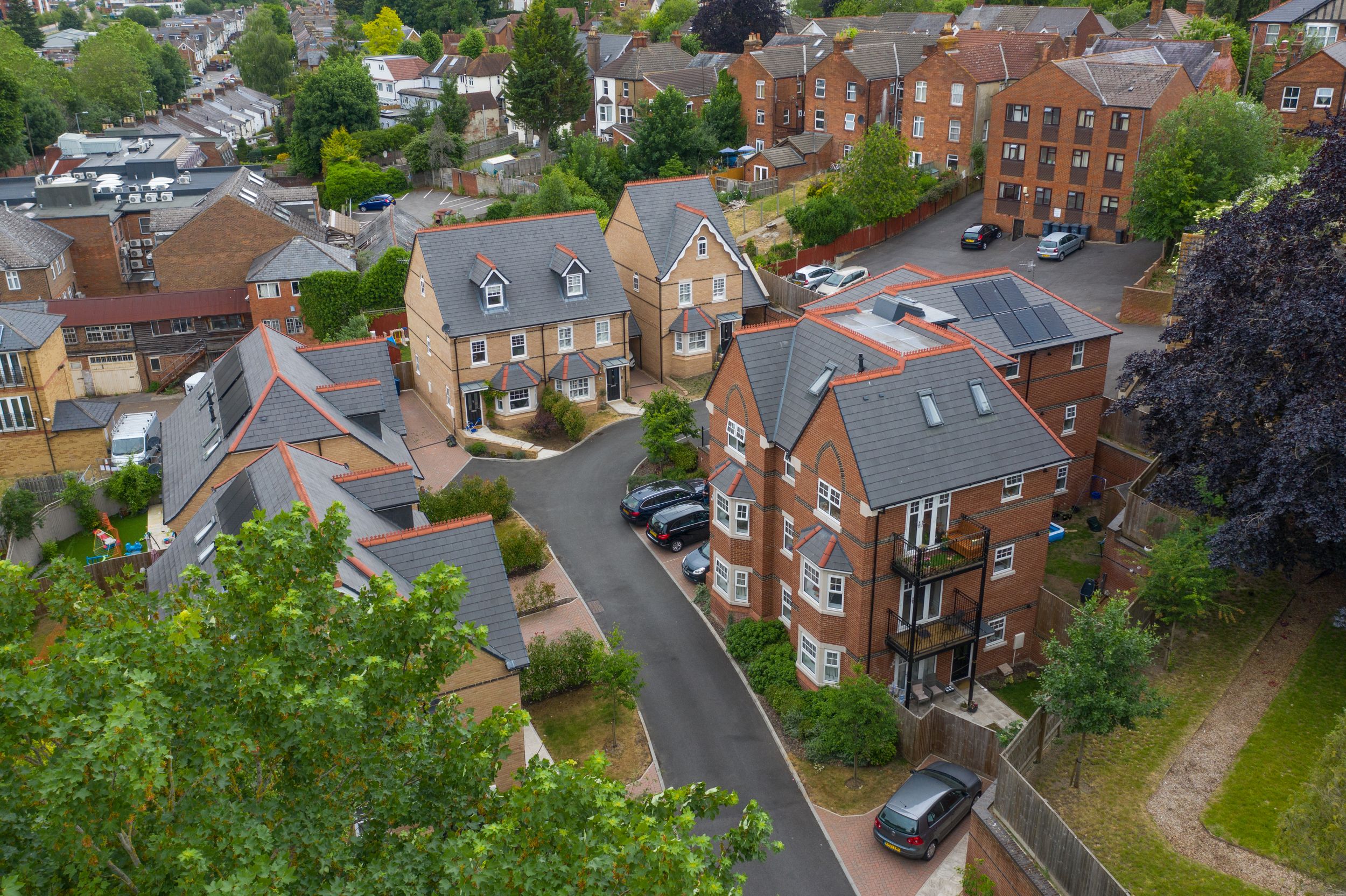 Drone shot of residential houses