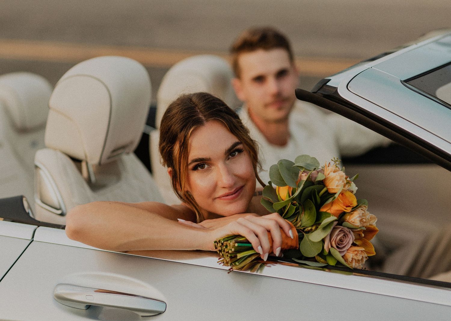 Bride and groom couple's portraits after a Palos Verdes cliffs wedding overlooking the ocean