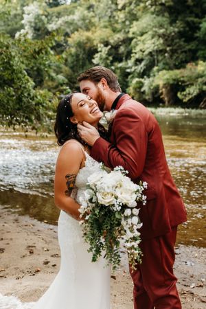 Wedding portrait of a beautiful couple in the Smoky Mountains.