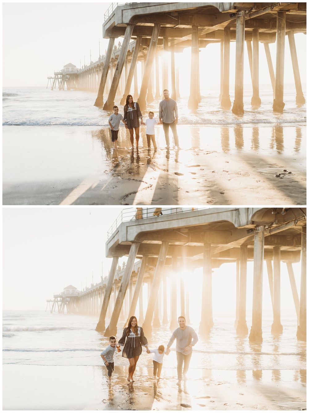 family walking on beach