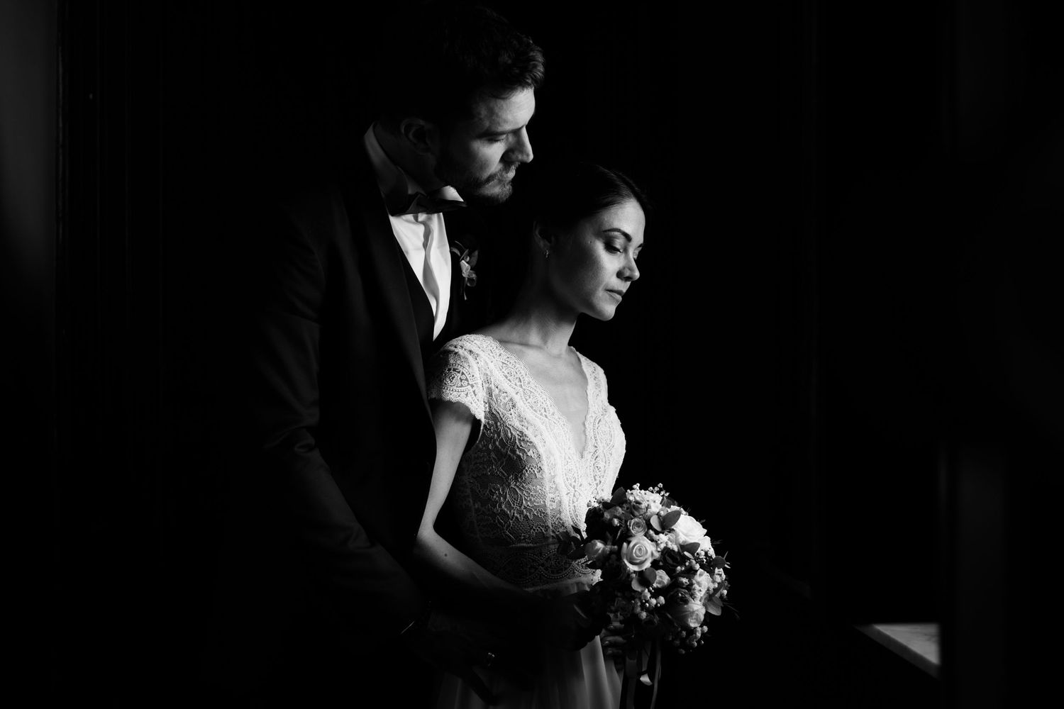 matrimonio a villa chiossone a genova in bianco e nero