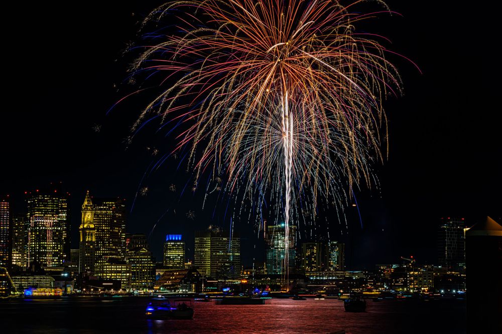 Fireworks over Boston Harbor, Boston, Massachusetts