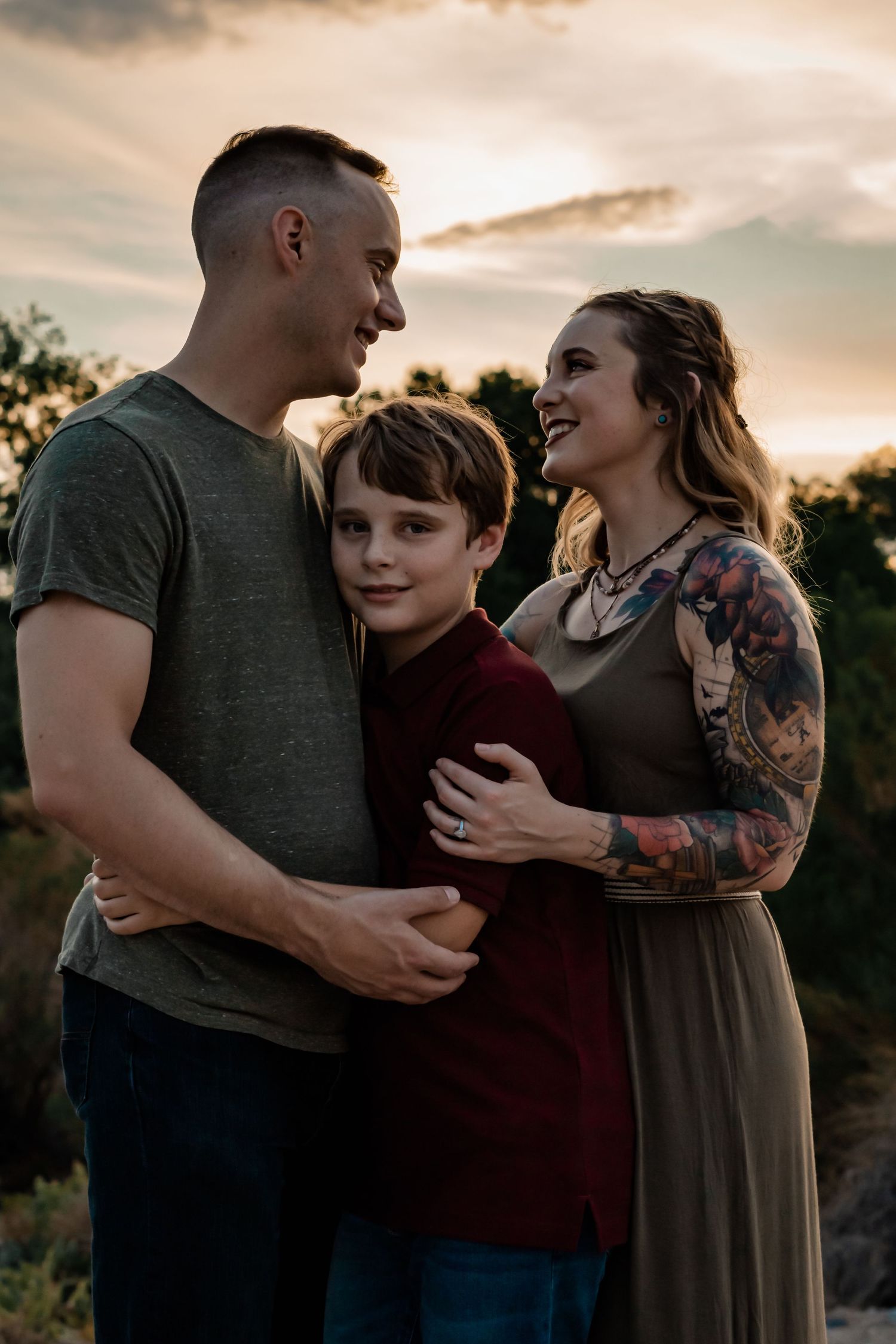 family of three photo at Floyd Lamb Park in Las Vegas