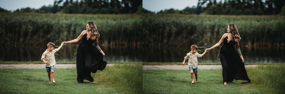 Joyful dance sequence in a grassy field showing playful spinning movements.
