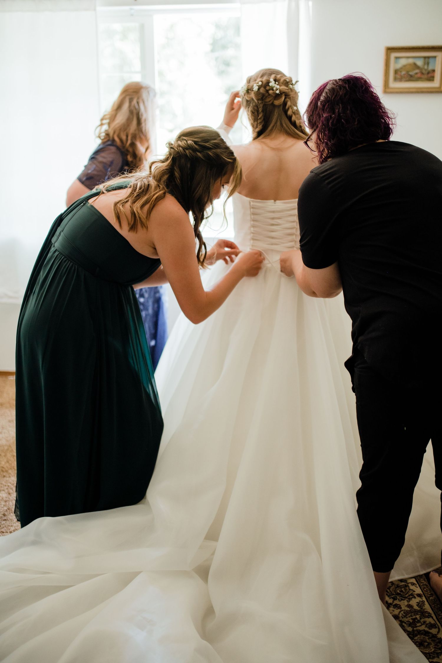 Bride Getting Ready Intimate Backyard Wedding: Olalla Washington