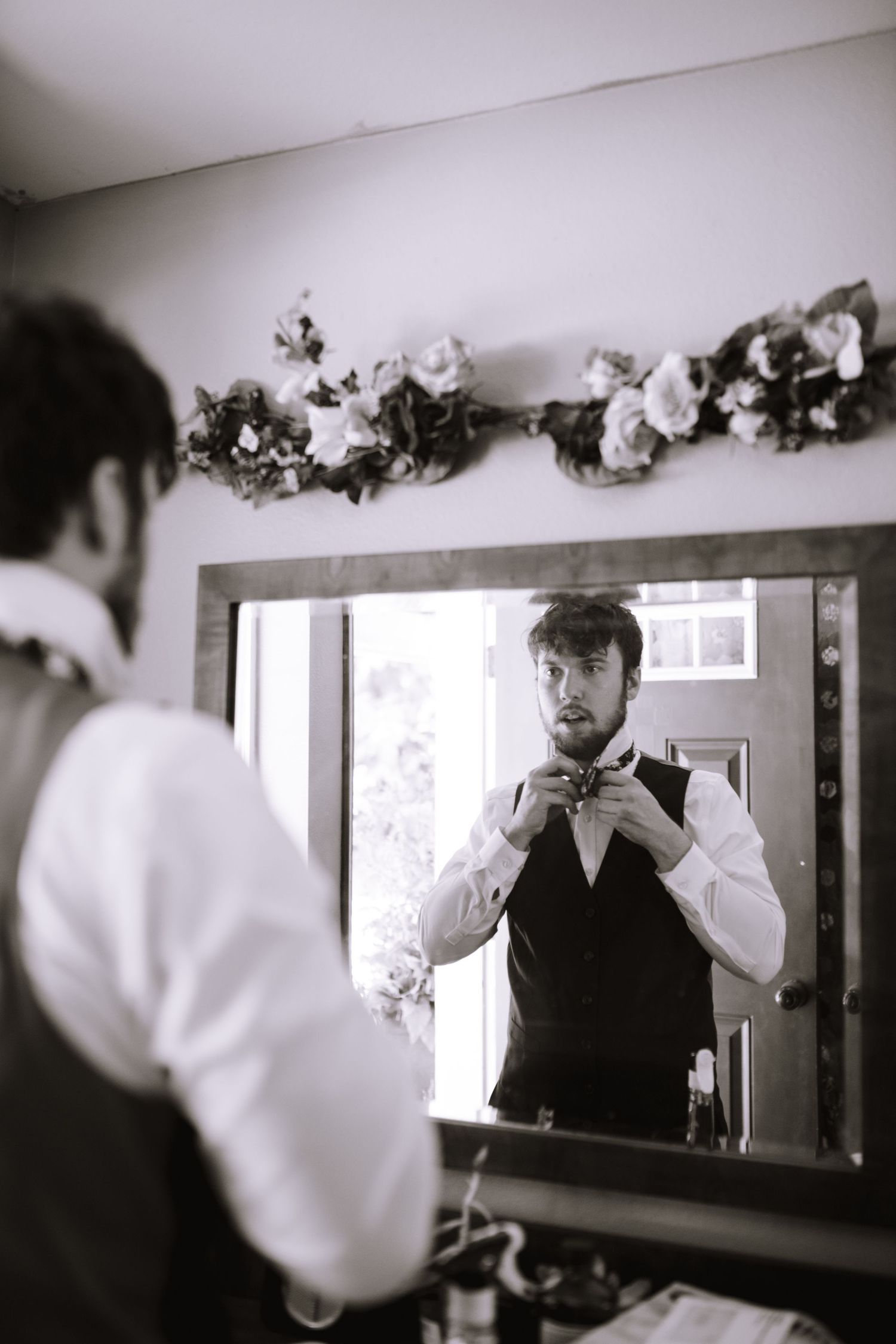 Groom Getting Ready Intimate Backyard Wedding: Olalla Washington