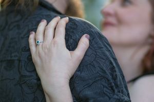 beautiful engagement ring at pre wedding engagement photoshoot