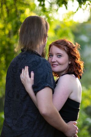 cheeky newly engaged bride to be at pre wedding engagement photoshoot