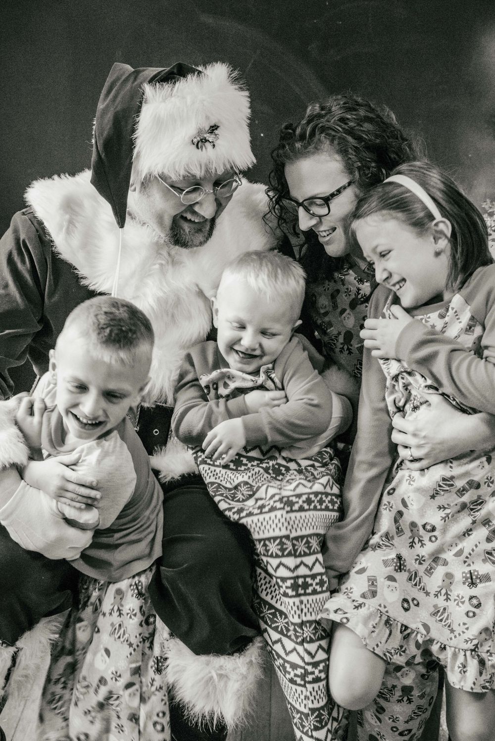 family in Christmas pajamas, Shiny Penny Studios, Cleveland